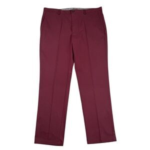 Jos. A. Bank Reserve Mens Chino Pants 38x32 Burgundy Red Tailored Fit Flat Front